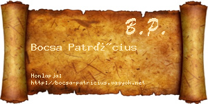 Bocsa Patrícius névjegykártya